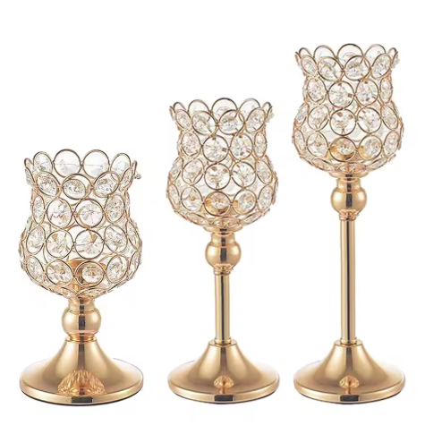 Bougeoirs en cristal doré, candélabres pour centres de table de mariage, cheminée, bougeoirs décoratifs pour Table de maison