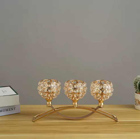 Bougeoirs en métal chandelier cristal café Table à manger centres de table support chandeliers mariage noël décoration de la maison