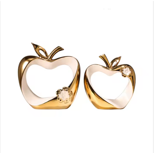 Creative Nordic Modern Ceramic Gold Hollow Apple Ornaments Macrame Desktop Crafts Christmas Arts Figurines for Home Decoration