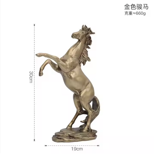 Luxury Home Decor Exquisite Horse Statue Modern Animal Art Sculpture Golden Horse Resin Ornament for Living Room Office Decor
