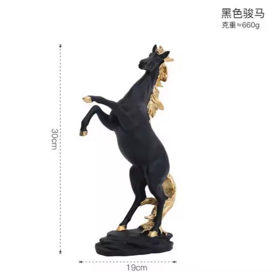 Luxury Home Decor Exquisite Horse Statue Modern Animal Art Sculpture Golden Horse Resin Ornament for Living Room Office Decor
