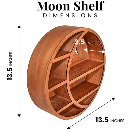 Crescent Wooden Moon Shelf for Crystals Wall Decor Modern Shelf Display, Moon Shelves for Essential Oil