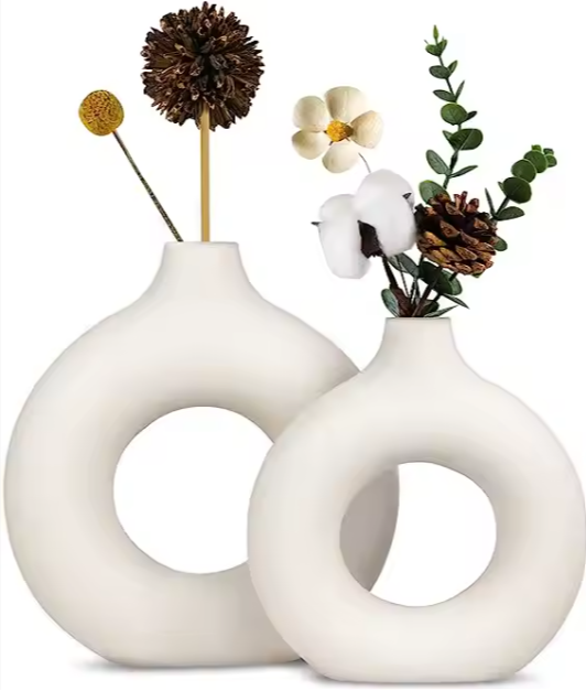 Simple Vintage Nordic Modern Flower Ceramic Nordic Standing Flower Ceramic Vase with Artificial Plants for Home Decor